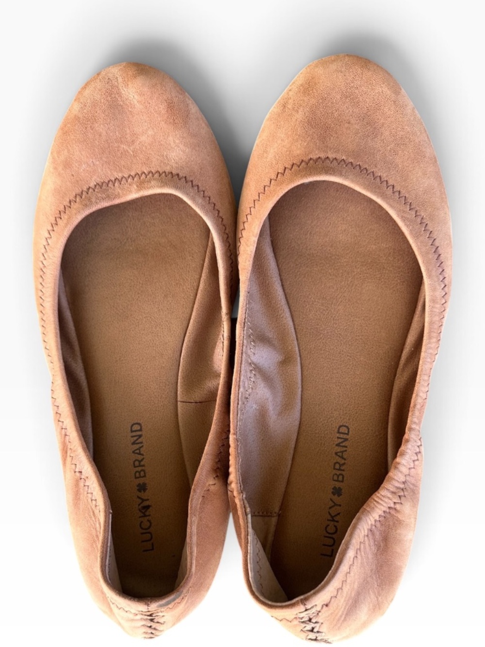 LOT OF 2: Lucky Brand Emmie Leather Ballet Flats Black & Tan Camel